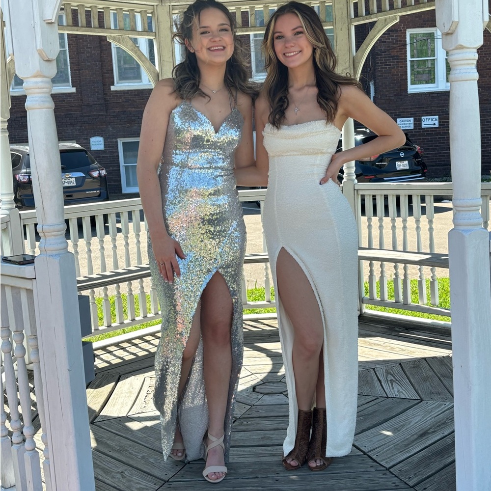 White Beaded Prom Dress